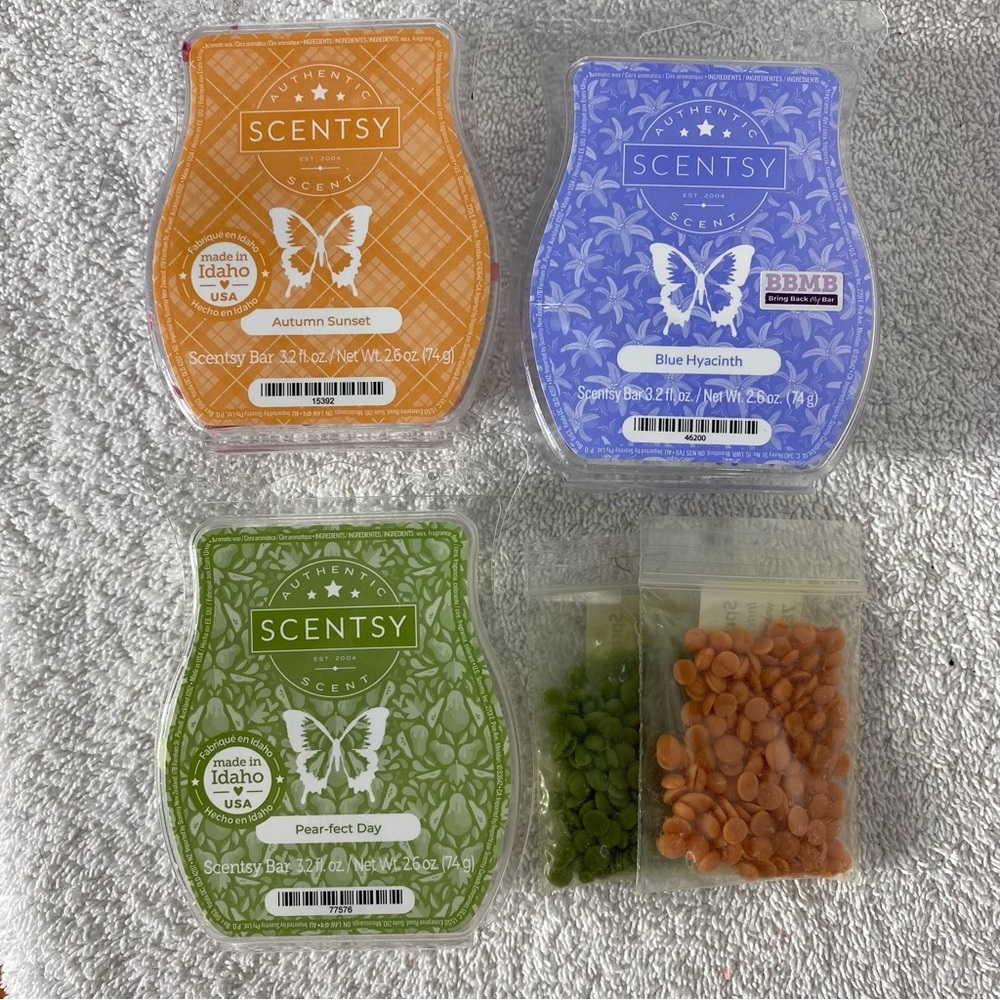 5/$35 Scentsy Wax Bars Lot Autumn Sunset Blue Hyacinth Pearfect Day